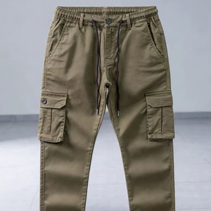 Pantalones Jogger Cargo de Algodón para Hombre, Multibolsillos, Impermeables, Transpirables, Antiarrugas, Teñidos, Cintura Elástica, Estilo Urbano, OEM - Product Image 1