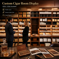 Humidor de plain-pied, vitrine de présentation pour boutique de cigares, étagères murales en cèdre, service de conception de magasin clé en main
