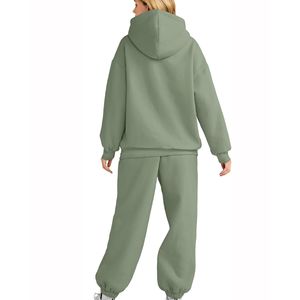 Chándal informal de Invierno para mujer con diseño de logotipo personalizado, Jersey de manga larga con capucha, conjunto de 2 piezas, 100% algodón antibacteriano - Product Image 2