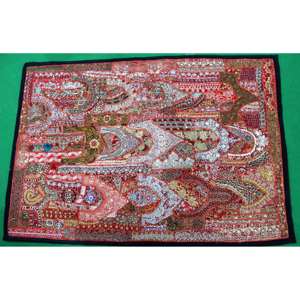 Indian Bohemian <b>Wall</b> Hanging Tapestry Embroidered Coral Red Mandala Cotton Material for Outdoor <b>Wall</b> <b>Decor</b> Halloween Style - Product Image 1