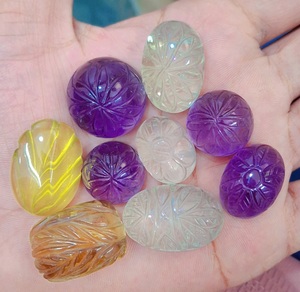 Gema Tallada de Cuarzo Amatista Verde Natural de Primera Calidad, 9 Piezas Sueltas, Amatista Natural, Topacio Limón, Cuarzo Oso, para la Fabricación de Joyas - Product Image 2