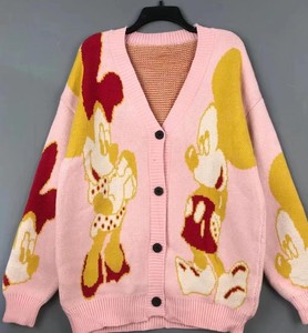 100% coton filles décontracté pull haut col rond broderie bouton décor solide pull avec Logo avant hiver haut tricoté - Product Image 2