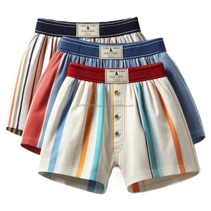 Calzoncillos bóxer de algodón tejido de alta calidad para hombre, ropa de playa informal transpirable sostenible para uso diario, logotipo estampado a rayas incluido - Product Image 2