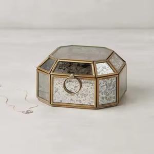 Moderno Joyero de Metal y Vidrio de Lujo, Espejo de Vidrio Antiguo, Diseño de Diferentes Formas, Decoración del Hogar, Estuches y Exhibidores - Product Image 1