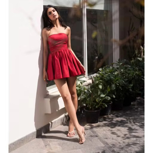 Vestido Mini Ceñido de Algodón 100% Tejido Estilo Dulce Indio para Fiesta, Novia, Boda, Luna de Miel, Regalo de Cumpleaños con Cintura Natural - Product Image 1