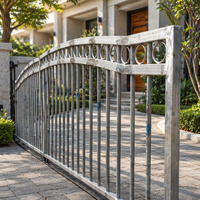 Panneau de clôture en métal thermolaqué, portail coulissant, clôture à piquets plats pour la sécurité du jardin et de la cour