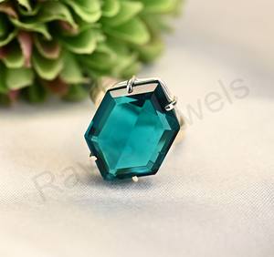 Anniversaire Cadeau De Mariage Bague Fine Londres Topaze Bleue Hydro 10x14mm Vermeil Prong 925 Timbre Diamant Perle Rhodium Plaqué Bijoux - Product Image 4