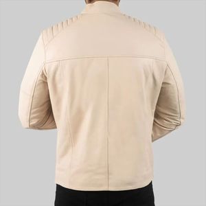 Hamish Blouson motard en cuir crème pour homme - Product Image 4