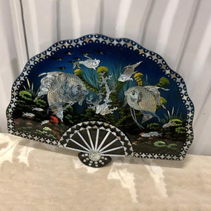 Panneau artistique de luxe incrusté de coquillages perlés en gros en forme d'éventail décoratif pour la décoration de la maison vitrine - Product Image 1