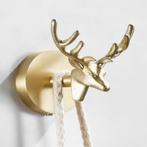 Crochet décoratif tête d'animal en or de luxe JIBH031, porte-manteau mural haut de gamme, porte-serviettes, porte-robe, design en résine à une seule pointe - Product Image 3