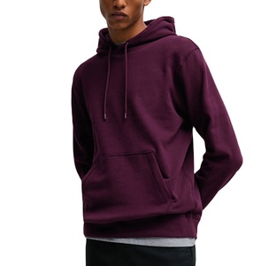 100% Cotton Fleece <b>Hoodie</b> for Men Oversized Heavyweight Pullover Printed Sweatshirt Loose Fit Solid Pattern for Winter - Product Image 3