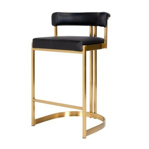 Modern Design Stainless Steel Base Velvet <b>Cushion</b> Bar Stool Home Decor Counter Stool High <b>Chair</b> for Coffee Shop Home Office - Product Image 2