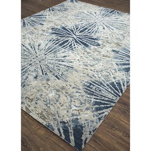 Tapis en laine et soie de bambou noué à la main Kavi Blue, collection Chaos Theory, motif abstrait pour la maison, le salon, le couloir, 10 mm, rectangulaire - Product Image 2