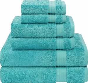 Juego de toallas de baño de color sólido personalizable Premium de 6 piezas, toallas de viaje de cocina tejidas de algodón turco de bambú de secado rápido para cara de gimnasio - Product Image 1