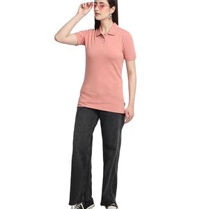 Polo en piqué de coton personnalisé pour femme, manches courtes, coupe ajustée, décontracté, pour le golf, couleur unie, modèle vierge, vente en gros - Product Image 1