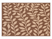 Tapis de camping tissé en polypropylène Leaf Trail, résistant à l'humidité, avec envers enduit de PVC, à poils ras, marron crème, pour plage et extérieur