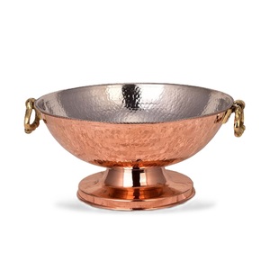 Refroidisseur de vin en métal plaqué cuivre martelé bol de refroidisseur de champagne rond avec base et poignée pour bar hôtel et restaurants fournitures - Product Image 1