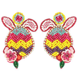 Boucles d'oreilles de festival colorées avec des perles de verre 100% de qualité supérieure et un style brodé à la main parfait pour les tenues traditionnelles et modernes - Product Image 2