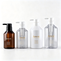 Bouteilles de gel douche à large ouverture 300ml 400ml 600ml, bouteilles PET ambrées 500ml à épaule inclinée pour nettoyant visage, shampoing, parfum