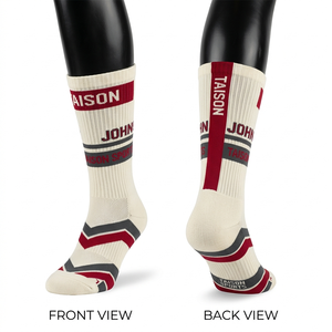 Women Flag Football <b>Socks</b> <b>Men</b> premium cotton blend stretch fabric breathable panel design woven logo cushioning support fit - Product Image 2