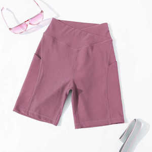 2025 pantalones cortos ajustados de Yoga de cintura alta pantalones cortos activos transpirables OEM de mallas de Pakistán, sin costuras, cintura alta - Product Image 3
