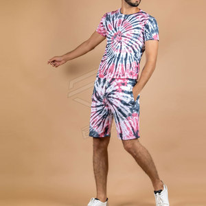 Ensembles shorts d'été pour hommes, vêtements de rue décontractés, t-shirt et short à manches en tissu éponge imprimé de grande taille, style formel - Product Image 1