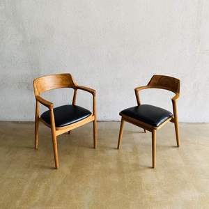 เก้าอี้ไม้สไตล์โมเดิร์นพร้อมที่นั่งหนังสําหรับเฟอร์นิเจอร์ร้านอาหารที่ทําจากเก้าอี้แขนรับประทานอาหารไม้สัก เก้าอี้รับประทานอาหารไม้สักหุ้มเบาะ - Product Image 6