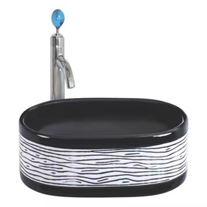 อ่างล้างจานเซรามิกสีดำมันวาวสำหรับห้องน้ำอ่างล้างจานบนเคาน์เตอร์พื้นผิวทึบอ่างล้างหน้าศิลปะทรงสี่เหลี่ยมผืนผ้า - Product Image 4
