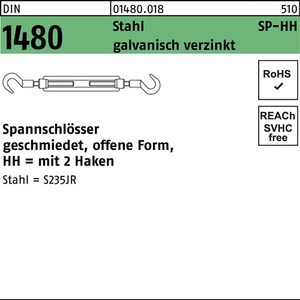 Tensor DIN 1480 Abierto con 2 Ganchos M16 Acero 3.6 Electrogalvanizado 1 Pieza - Product Image 1