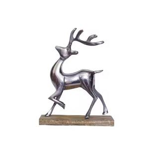 Cadre de cerf de table en métal argenté brillant pour la fête saisonnière et la décoration intérieure - Product Image 1