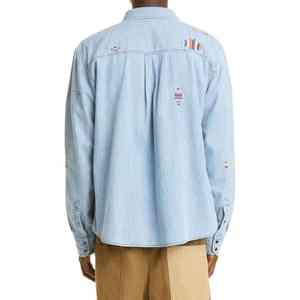 Chemises en jean décontractées à carreaux, coupe slim, de qualité supérieure, pour hommes, avec fermeture boutonnée, confortables et respirantes. - Product Image 5