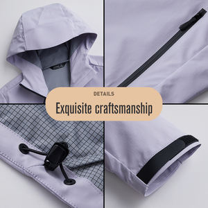 Chaqueta de lluvia de concha dura de una sola capa con logotipo personalizado Unisex para exteriores, chaqueta cortavientos impermeable de Color claro para montar, impermeable con capucha - Product Image 2