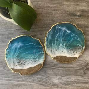 <b>Resin</b> Coaster with Genuine Agate <b>Stone</b> for Stylish Dining Design Made By God Grace Craft - Product Image 1