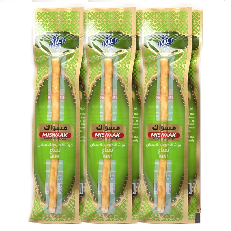 Sewak Al Noor Pack Of 5 Miswak Sticks For Teeth With Holder - Vacuum Sealed Natural Flavored