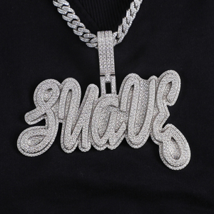 Colgante de Placa con Nombre Personalizado en Plata 925, Cadena con Nombre Personalizada, Regalo Personalizado, Colgante con Letras de Moissanita, Joyería Hip Hop con Incrustaciones - Product Image 3