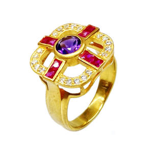 Brillante plata esterlina 925 Multi Color piedra preciosa estilo Vintage moda dedo ajustable clásico anillo de diamante - Product Image 1