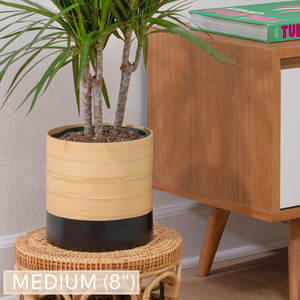 Couvercle de jardinière en bambou noir et blanc fait à la main panier de rangement intérieur et extérieur Pots de fleurs pour la maison et le jardin - Product Image 2