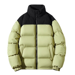 Veste matelassée en toile à capuche avec logo personnalisé sur le devant, respirante, épaisse, rembourrée en coton, parka décontractée d'hiver pour hommes - Product Image 2