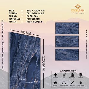 Suelo moderno Azulejos de color azul Mejoras para el hogar Encimera de suelo Baño Vestíbulo 60x120 60x60 80x160 Porcelana Cerámica CE - Product Image 4