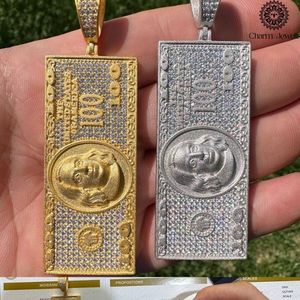 Charm_Jewels Colgante de Plata 925 con Moissanita en Forma de Bola de Billete de Dólar, Bañado en Oro de 18K, Certificado IGI, Temática Hip Hop, Unisex, Para Uso Diario - Product Image 4