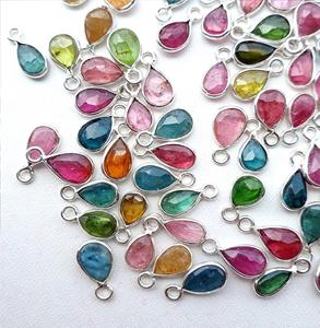 Dijes de Turmalina en Forma de Pera, Plata de Ley 925, Estilo Minimalista, Colgante de Piedra Preciosa, Certificado por Terceros, Fabricación de Joyas, Bisel - Product Image 5