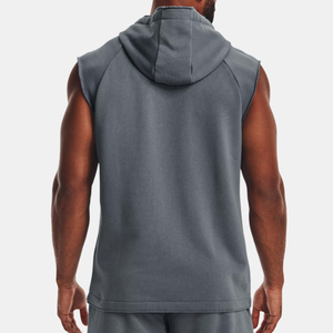 Vente en gros de sweats à capuche d'hiver brodés avec logo personnalisé pour hommes légers sans manches couleurs unies unisexe confortable musculation - Product Image 4