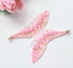 Pendientes Ombre puntada de ladrillo doble y cuentas de semillas de flecos Pendientes de flecos con cuentas bohemias nativas, pendientes de cuentas de plumas de pluma - Product Image 1