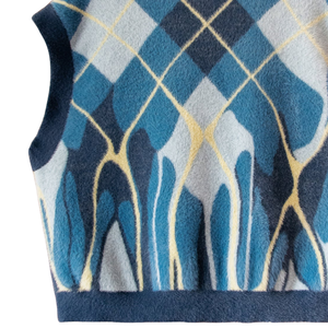 Gilet en tricot shaggy, fil texturé doux, motif argyle fondant, vêtement d'hiver de qualité supérieure, tricot confortable et décontracté - Product Image 6