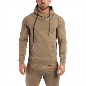 Sudaderas con capucha de algodón 100% ligeras para hombre, estilo básico de gran tamaño con bolsillo de canguro en relieve y ropa informal bordada larga - Product Image 1