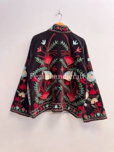 <b>Women's</b> Oversized Suzani Jacket <b>Coat</b> Hand Stitch <b>Velvet</b> Embroidery Jacket With Two Side Pockets Inside Cotton Lining - Product Image 6