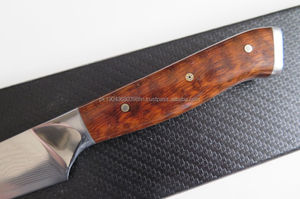 Cuchillo de Chef Hecho a Mano por Steel Craft International, Ambidiestro, Mango de Madera de Palisandro, Funda de Cuero, Hoja de 6-7.9 Pulgadas, Acabado Cepillado - Product Image 5