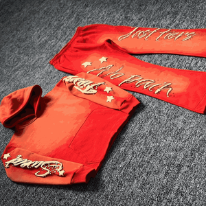 Fabricant OEM, survêtement streetwear de qualité supérieure en coton French Terry, avec broderie appliquée effet vieilli et délavage acide, 500 g/m² - Product Image 1