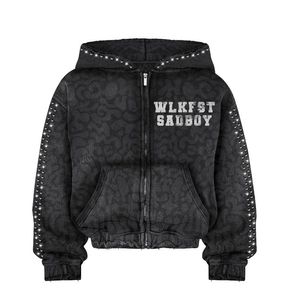 เสื้อฮู้ดมีซิปไซส์ใหญ่พิเศษสำหรับทุกเพศเสื้อผ้าแนวสตรีทอจากผ้าคอตตอนพิมพ์ลายได้ตามต้องการขนาด100% - Product Image 1