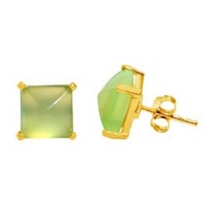 ใหม่มาถึงทะเลสีเขียว Chalcedony พลอย925เงินสเตอร์ลิงเบาะรูปร่างต่างหู - Product Image 1